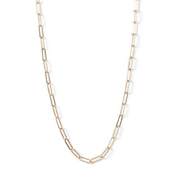 14K Yellow Gold Paperclip Necklace