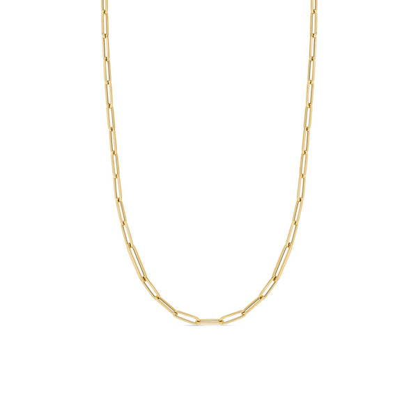 18K Yellow Gold Alternating Paper Clip Designer Gold Necklace, 31 Inches