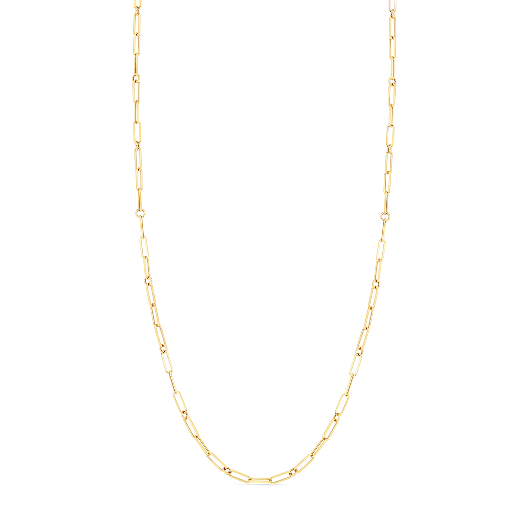 18K Fine Paperclip Link 17" Chain