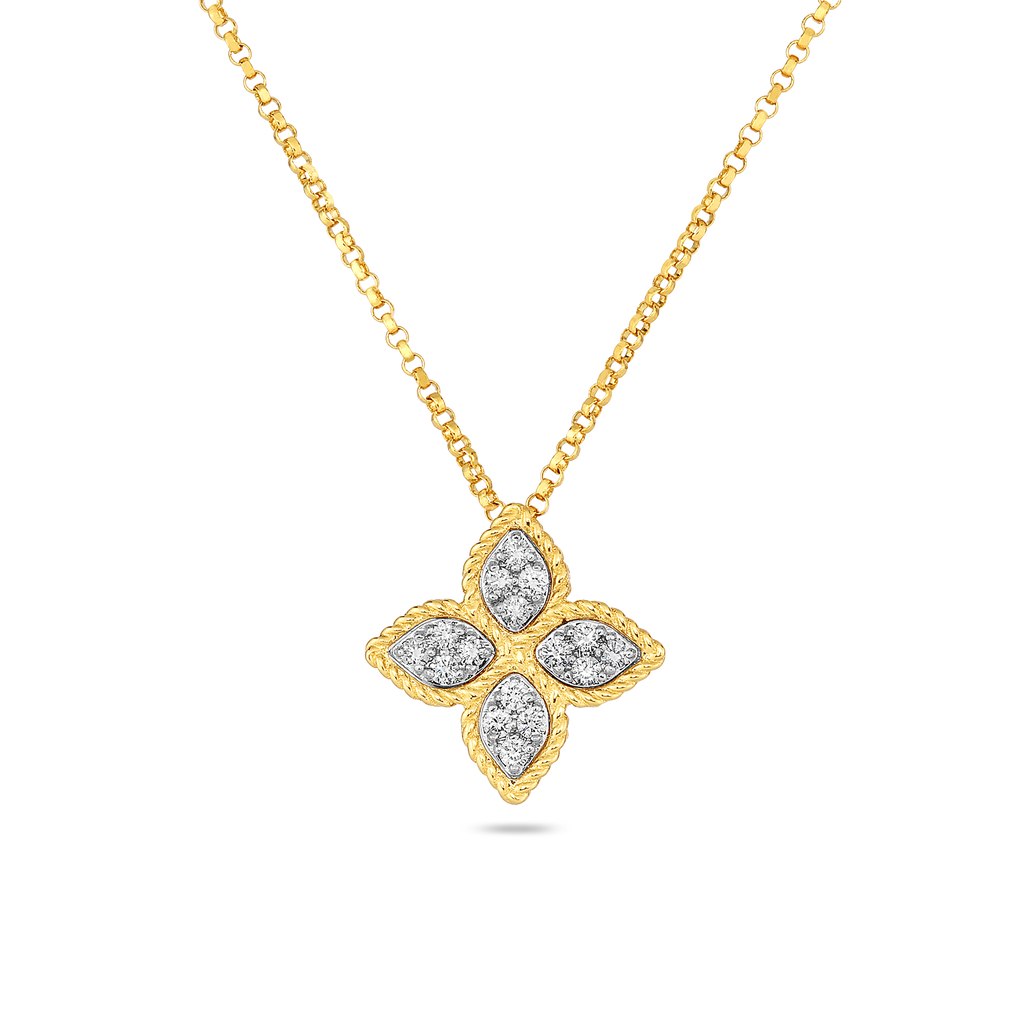 Roberto Coin Medium Princess Flower Diamond Necklace