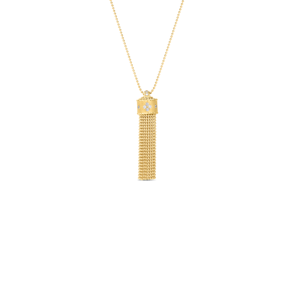 Roberto Coin 18 Karat Yellow Gold Diamond Princess Tassel Necklace