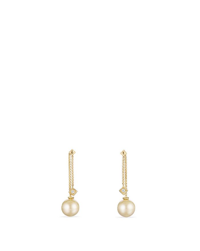 Solari Drop Earrings in 18k Gold with Diamonds and South Sea Yellow Pearl