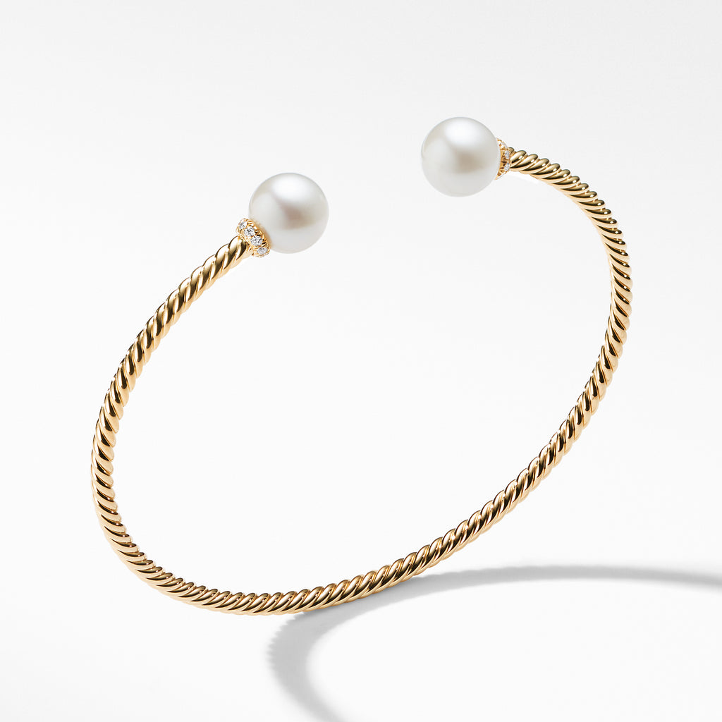 Bead Bracelet with Diamonds and Pearls in 18K Gold