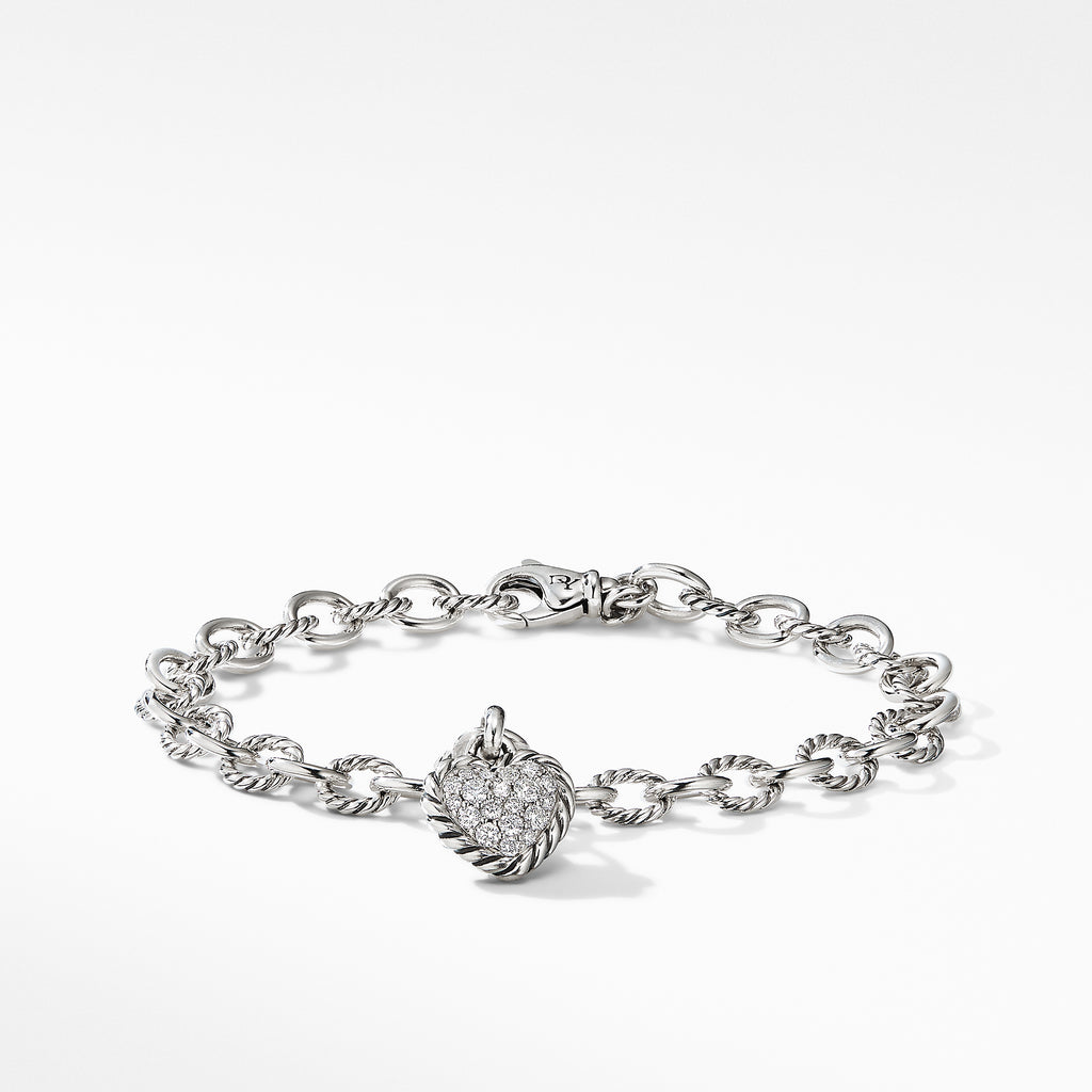Cable Cookie Classic Heart Charm Bracelet with Diamonds