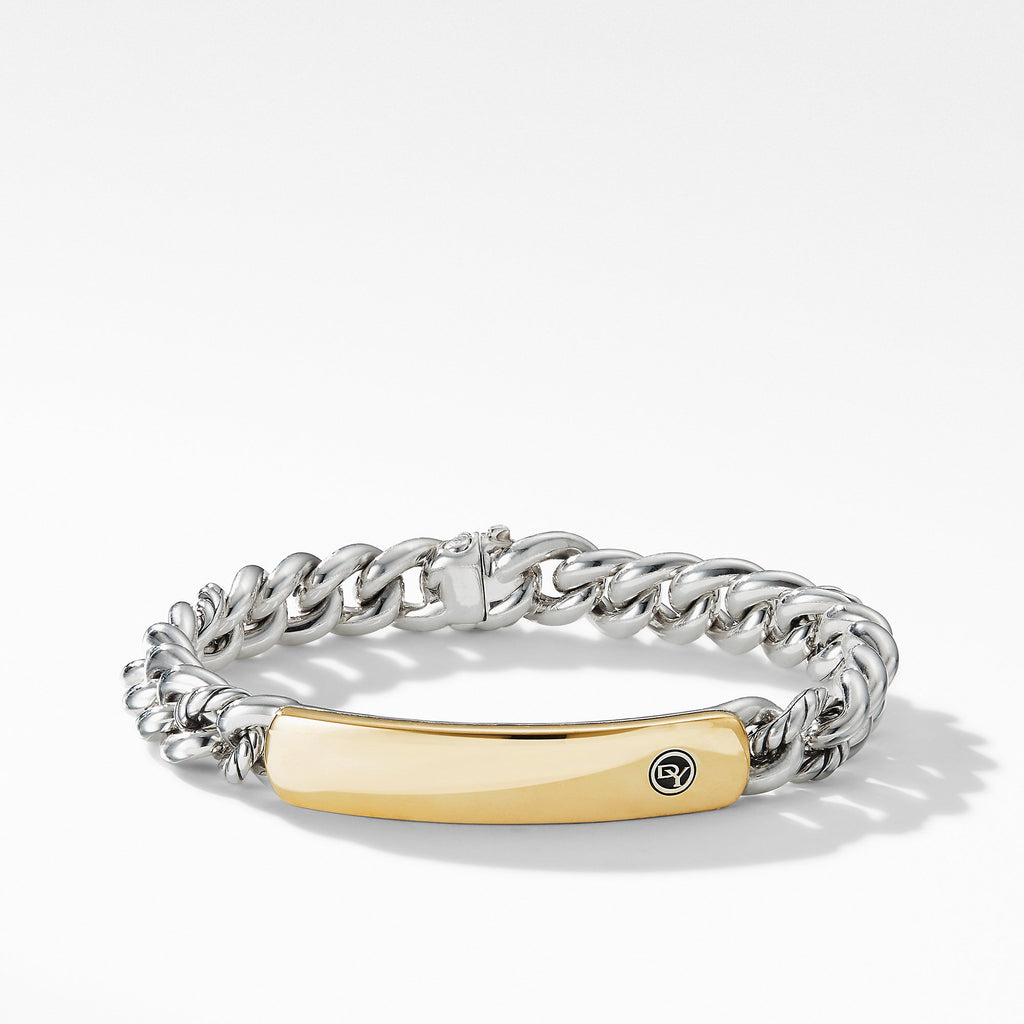 Belmont Curb Link ID Bracelet with 18K Yellow Gold