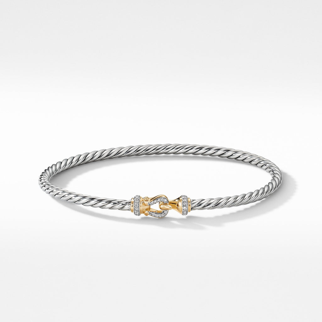 The Cable Collection® Buckle Collection Bracelet with 18K Yellow Gold and Diamonds