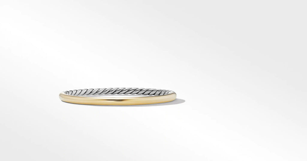 Sculpted Cable and Smooth Bangle Bracelet with 18K Yellow Gold