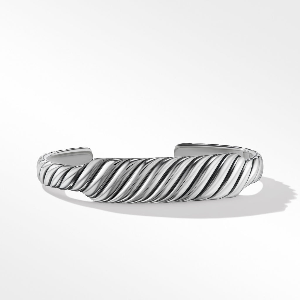 Sculpted Cable Contour Cuff Bracelet in Sterling Silver