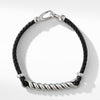 Cable ID Black Leather Bracelet