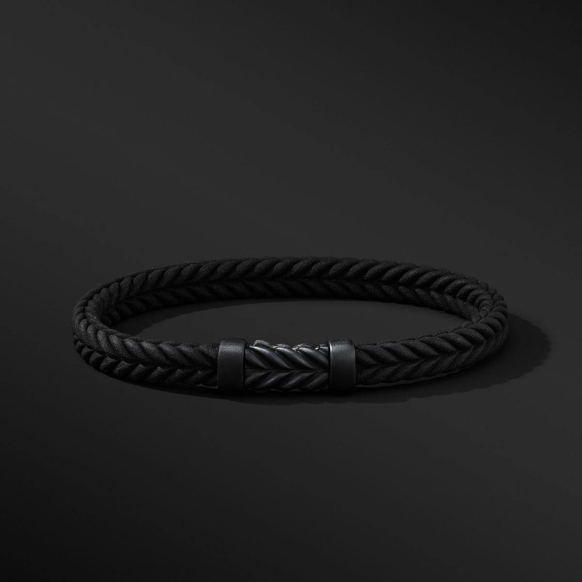 Chevron Black Rubber Bracelet with Black Titanium