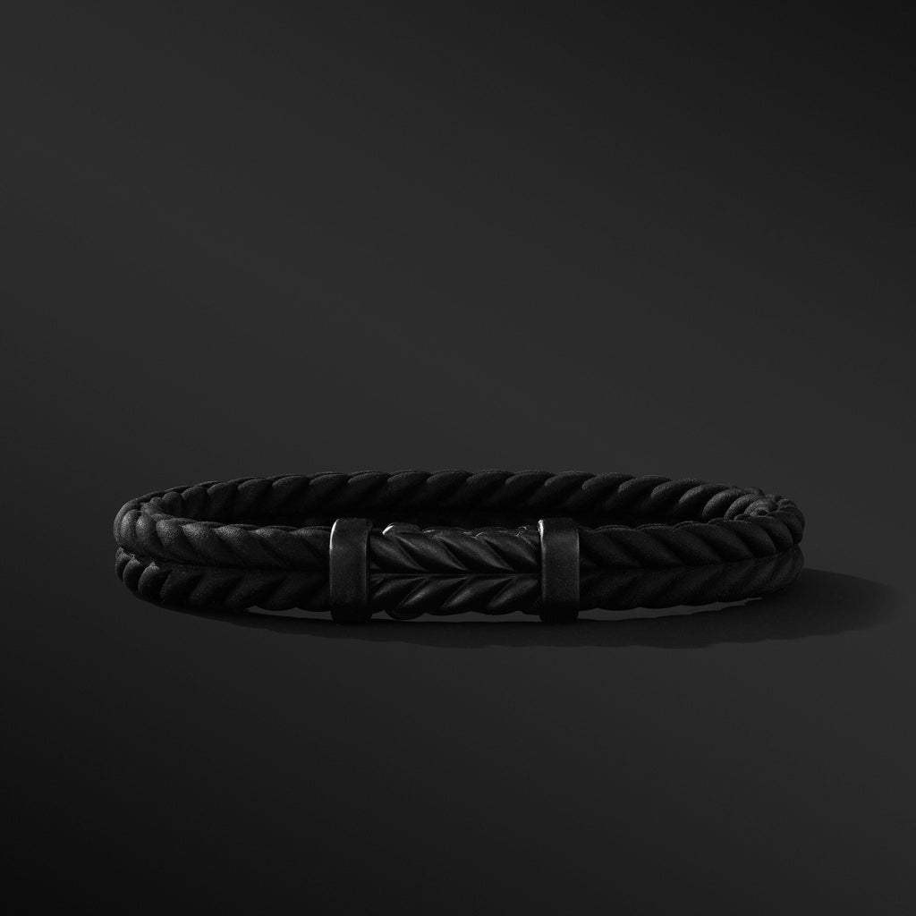 Chevron Black Rubber Bracelet with Black Titanium