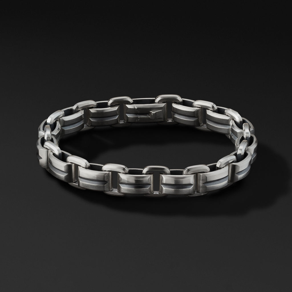 Deco Beveled Link Bracelet in Sterling Silver