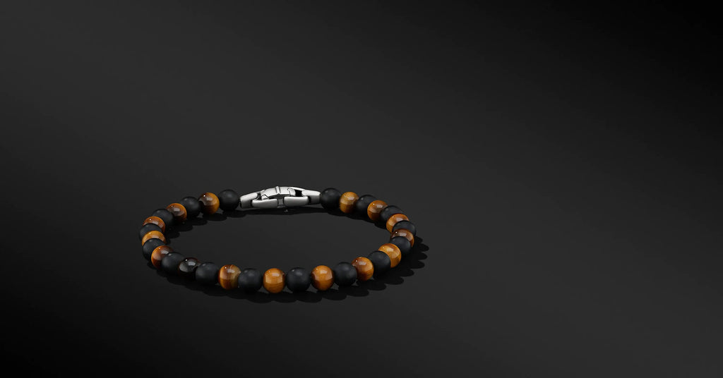 Spiritual Beads Alternating Bracelet with Black Onyx and Tiger’s Eye