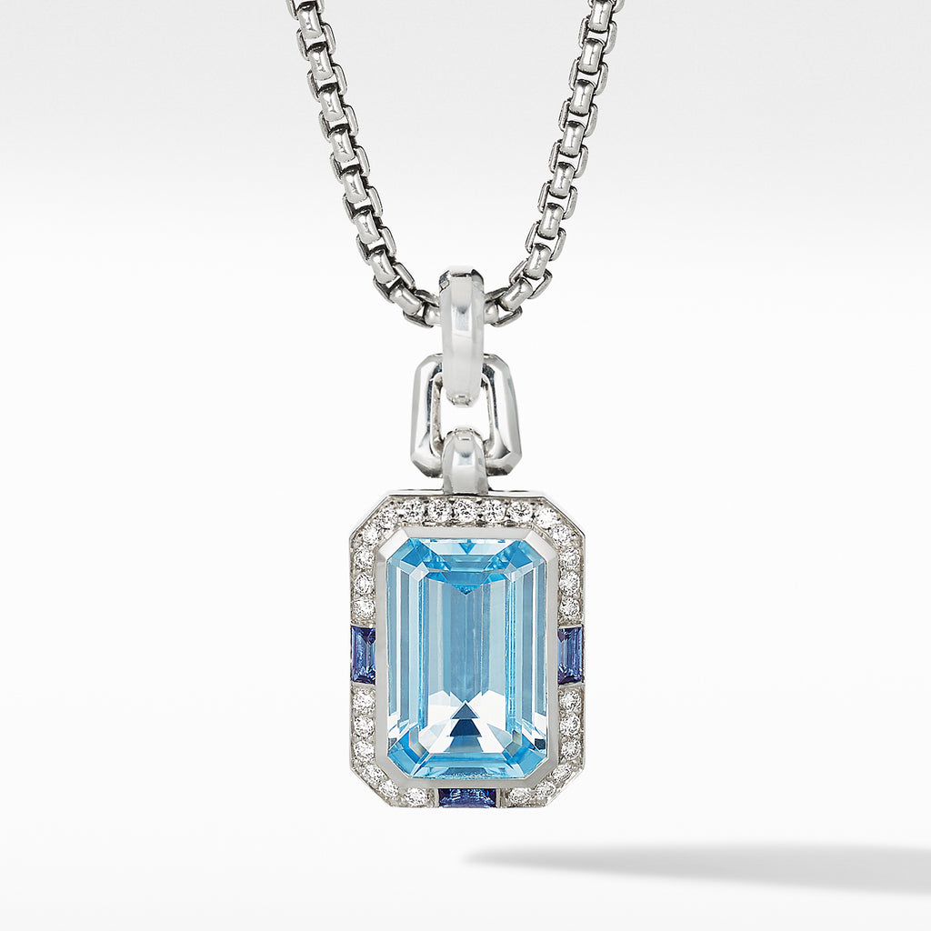 Novella Pendant with Blue Topaz, Sapphires and Pavé Diamonds