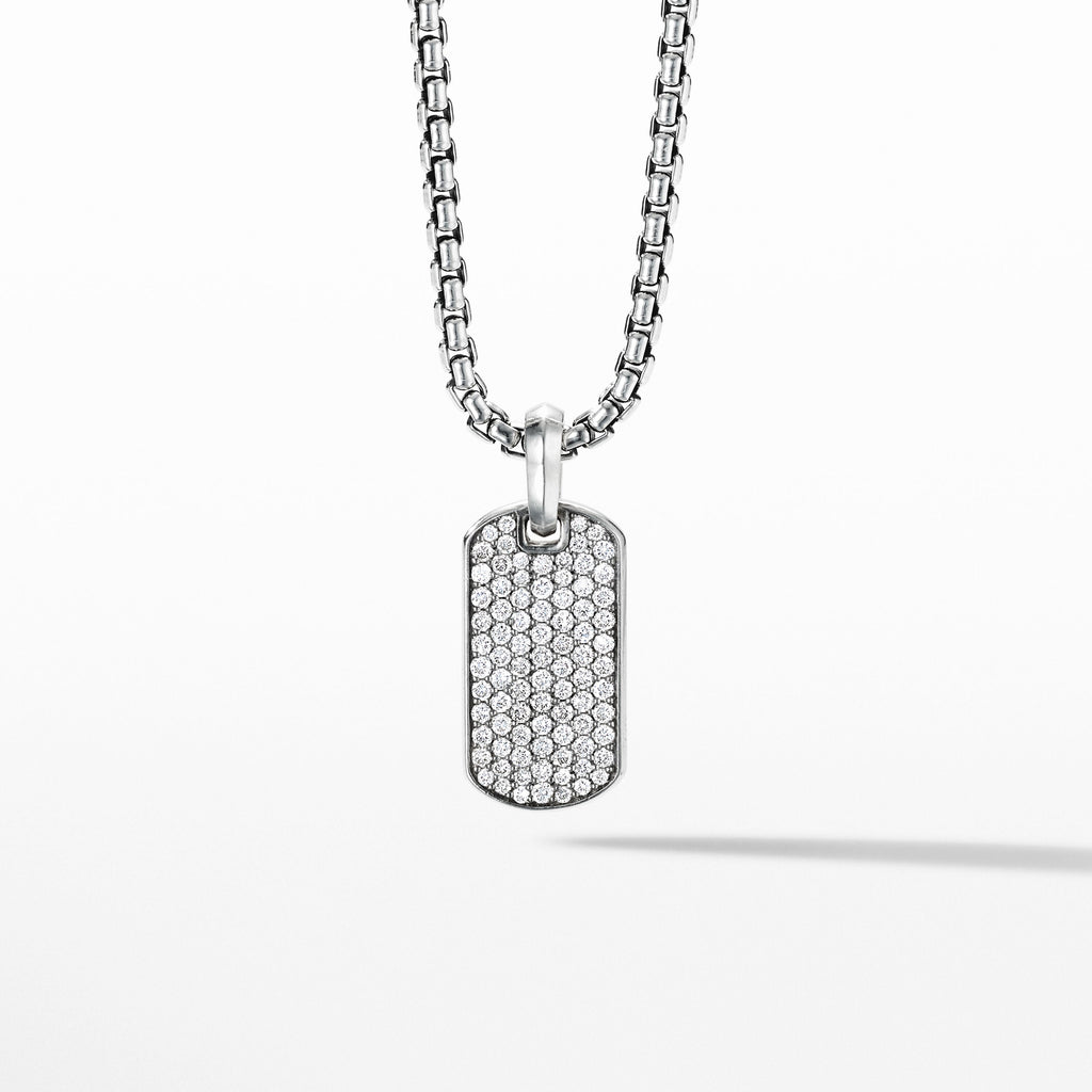 Pavé Tag in Sterling Silver with Diamonds