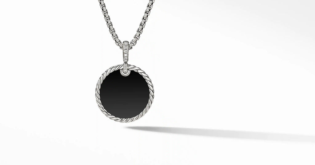 DY Elements® Disc Pendant with Pavé Diamonds and Black Onyx Reversible to Mother of Pearl