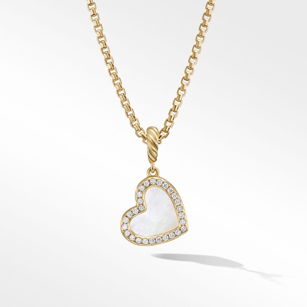 DY Elements® Heart Pendant in 18K Yellow Gold with Mother of Pearl and Pavé Diamonds