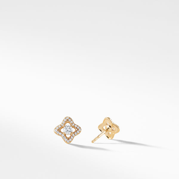 Venetian Quatrefoil® Earrings with Diamonds in 18K Gold