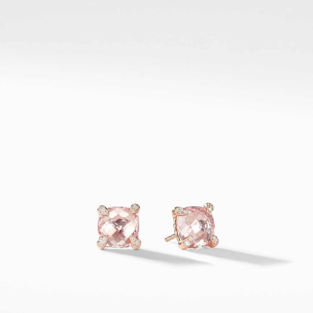 Chatelaine® Stud Earrings with Morganite and Diamonds in 18k Rose Gold