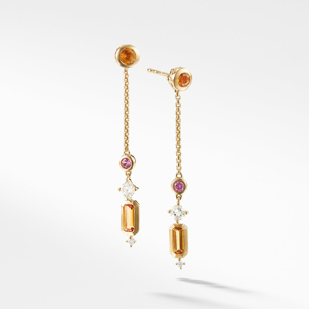Novella Drop Earrings in Citrine and Yellow Beryl with Diamonds