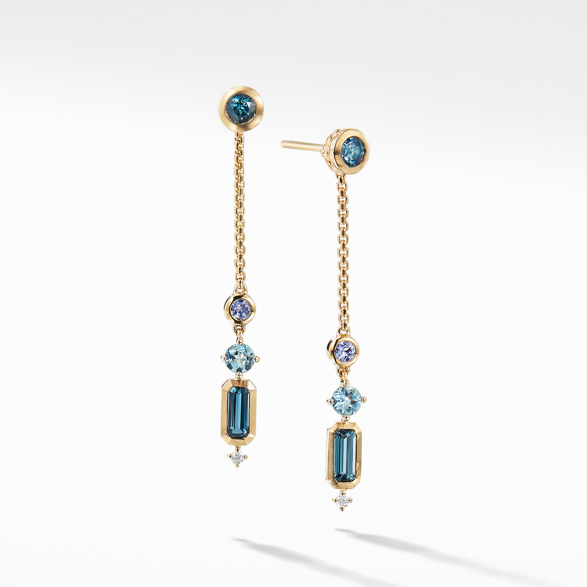 Novella Drop Earrings in Hampton Blue Topaz and Aquamarine with Diamon