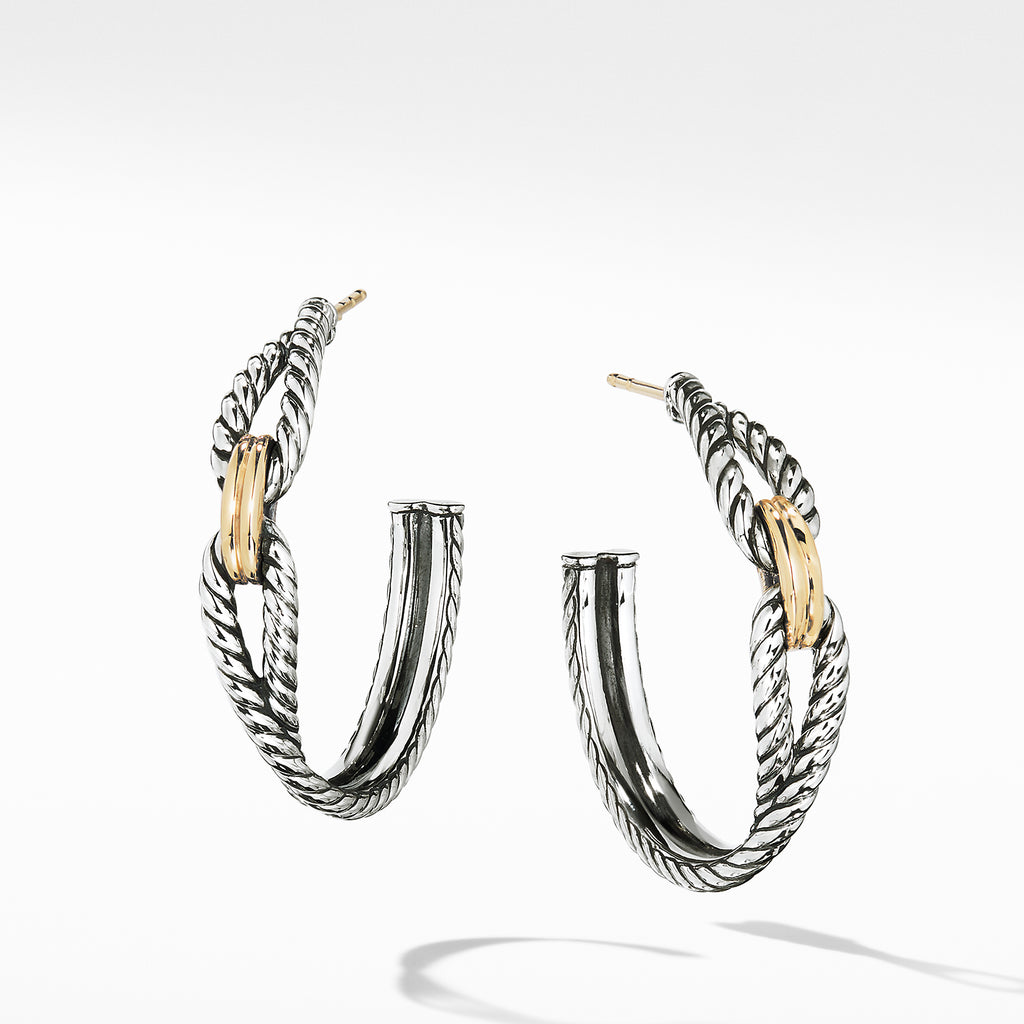 Cable Loop Hoop Earrings with 18K Gold