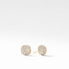 Small Cushion Stud Earrings in 18K Yellow Gold with Pavé Diamonds