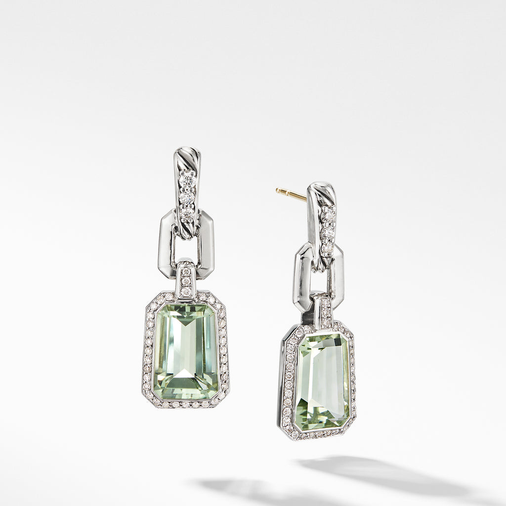 Stax Drop Earrings with Prasiolite and Diamonds