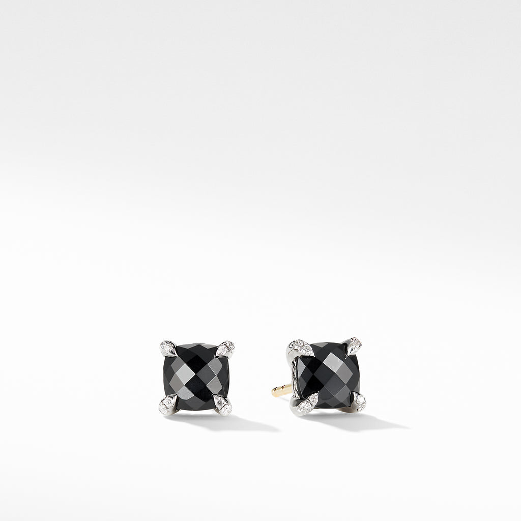 Chatelaine® Stud Earrings with Black Onyx and Diamonds