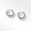 Cable Edge® Huggie Hoop Earrings in Recycled Sterling Silver with Pavé Diamonds