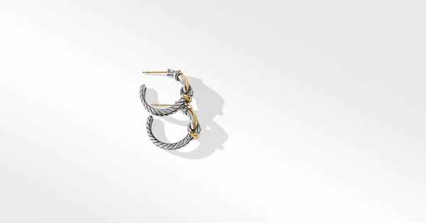 Thoroughbred Loop Huggie Hoop Earrings with 18K Yellow Gold