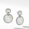 DY Elements® Double Drop Earrings in Sterling Silver with Mother of Pearl and Pavé Diamonds