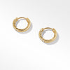 Sculpted Cable Huggie Hoop Earrings in 18K Yellow Gold with Pavé Diamonds