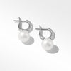 Pearl and Pavé Drop Earrings in Sterling Silver with Diamonds