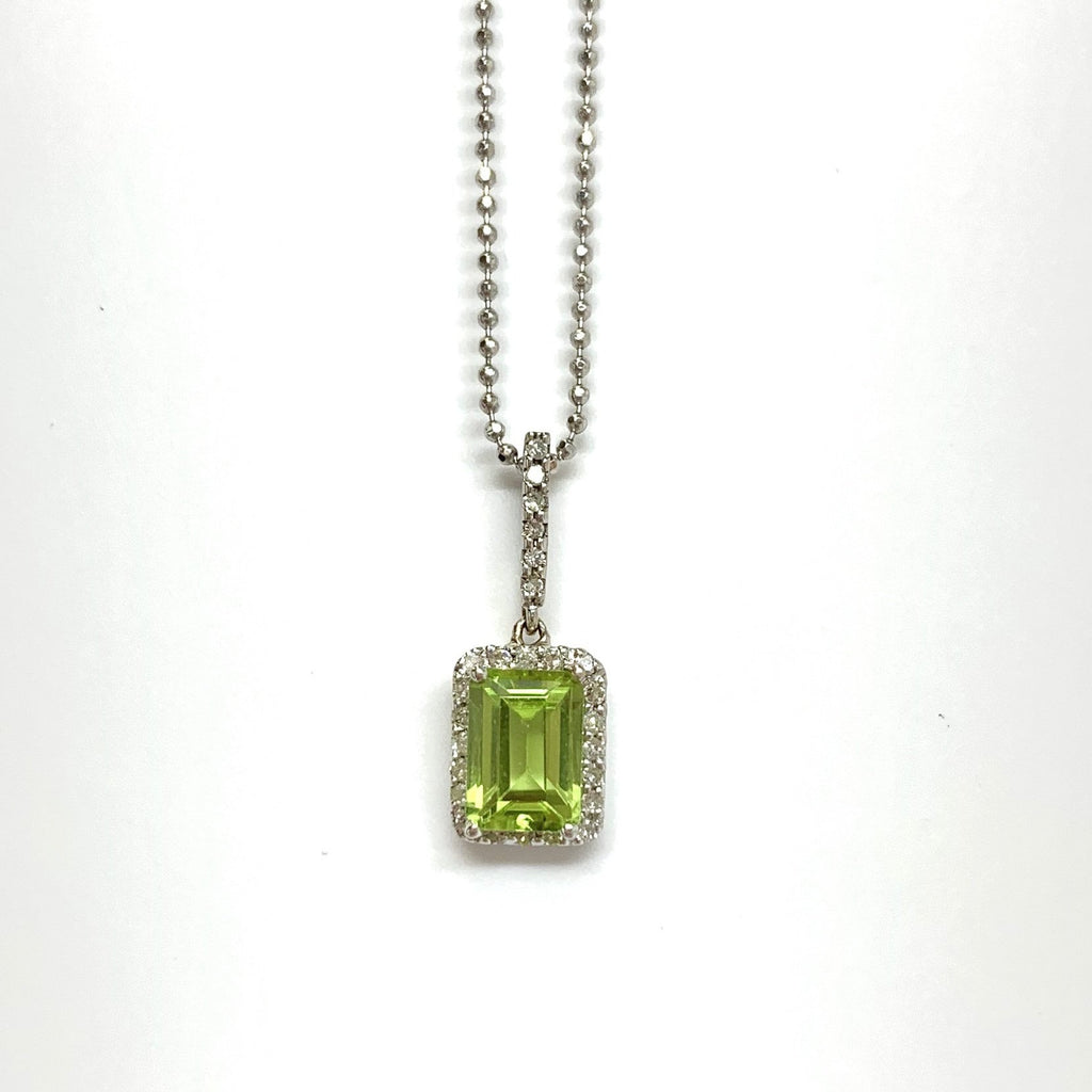 Peridot Halo Diamond Necklace