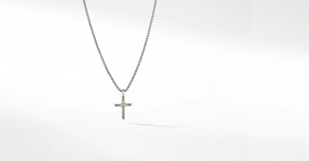 Petite X Cross Necklace with 14K Gold