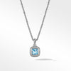 Petite Albion® Pendant Necklace in Sterling Silver with Blue Topaz and Pavé Diamonds