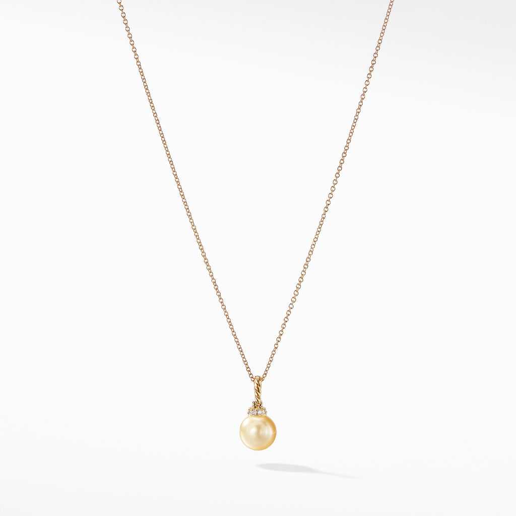 Solari Pendant Necklace with South Sea Golden Pearl and Diamonds in 18K Gold