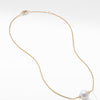 Solari Single Station Necklace in 18k Gold with Diamonds and South Sea White Pearl