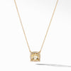 Petite Chatelaine® Pavé Bezel Pendant Necklace in 18K Yellow Gold with Champagne Citrine
