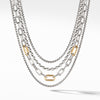 Four Row Mixed Chain Bib Necklace with 18K Yellow Gold