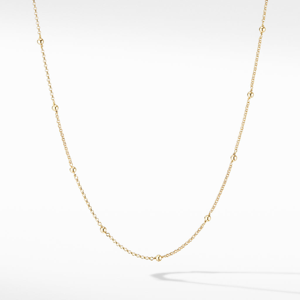 Cable Collectibles® Bead and Chain Necklace in 18K Yellow Gold with Gold Domes