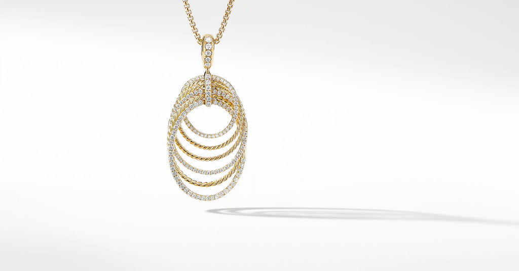 DY Origami Pendant Necklace in 18K Yellow Gold with Diamonds