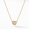 Heart Pendant Necklace in 18K Yellow Gold with Pavé Diamonds
