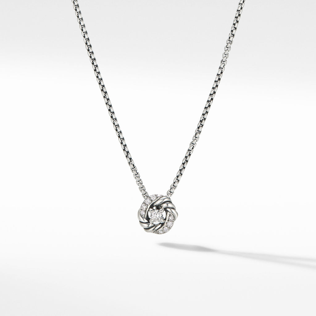 Petite Infinity Pendant Necklace in Sterling Silver with Diamonds
