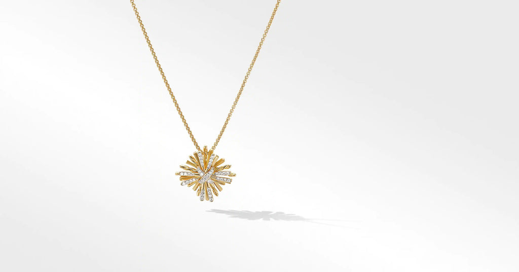 Angelika™ Four Point Pendant Necklace in 18K Yellow Gold with Pavé Diamonds