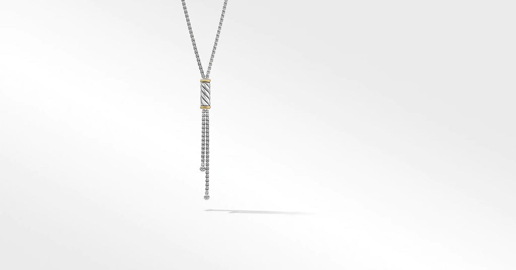 Sculpted Cable Lariat Necklace with 18K Yellow Gold
