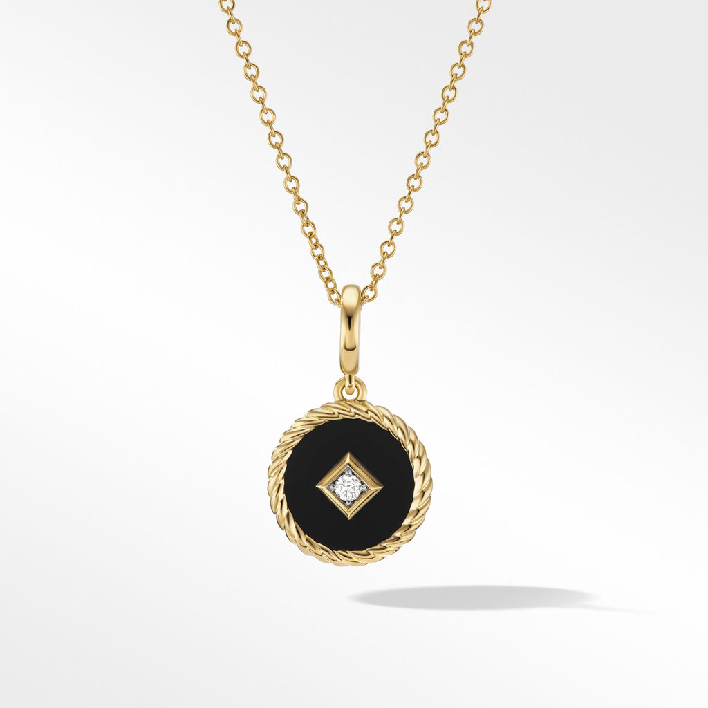 Cable Collectibles® Black Enamel Charm Necklace with 18K Yellow Gold and Diamond