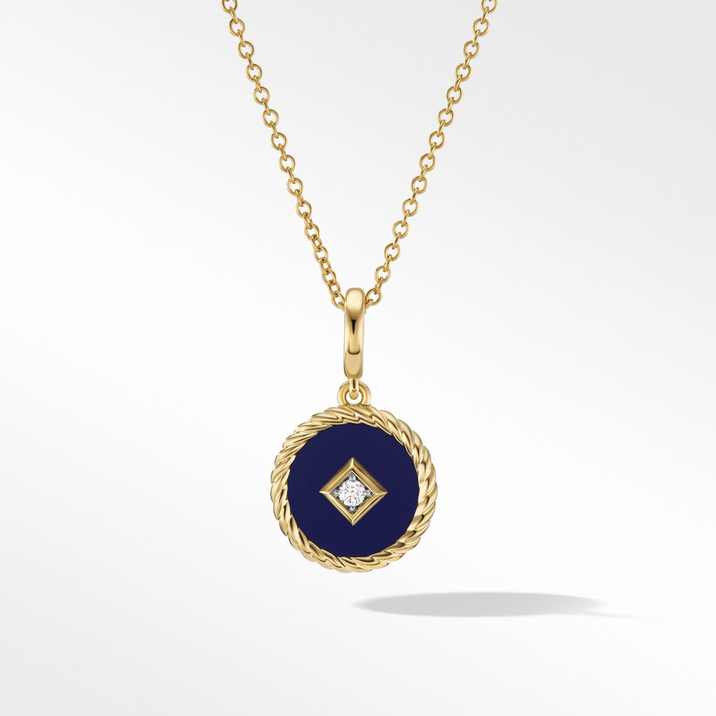 Cable Collectibles® Navy Enamel Charm Necklace with 18K Yellow Gold and Diamond