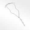 Pearl and Pavé Y Necklace in Sterling Silver with Diamonds